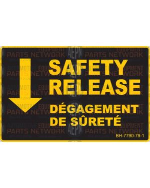 "Safety Release" Decal | BH-7790-79-1 | Wheeltronic 6-3035
